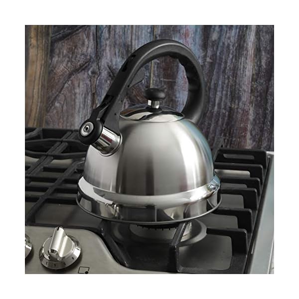 Mr Coffee Claredale Whistling Tea Kettle, 2.2Quart, Brushed Stainless Steel Uptime Coffee