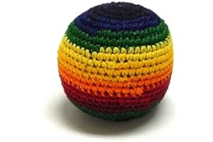 Mia Jewel Shop Rainbow Multicolored Crochet Striped Geometric Pattern Hacky Ball Foot Bag Kick Sack - Handmade Gifts Tribal Guatemalan Toys One Size