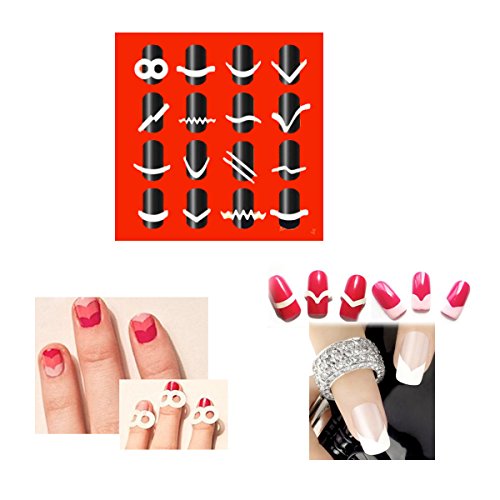 AllyDrew Nail Art Guide Tip Stencil Stickers, 16 Designs (2 Sheets Each Design), 32 Sheet