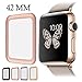 for Apple Watch Screen Protector, AYAMAYA Full Screen Coverage [Real Tempered Glass] Bumper Case with 3D Curved Edge & High Defintion for Apple Watch 42mm Series 3/2/1(Rose Gold)