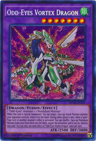 Yu-Gi-Oh! - Odd-Eyes Vortex Dragon (MP16-EN139) - Mega Pack 2016 - 1st Edition - Secret Rare