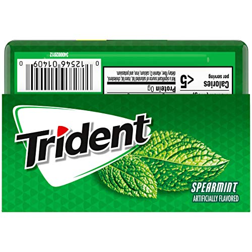 TRIDENT SPEARMINT SUGAR-FREE CHEWING GUM, 6 POCKET PACKS OF 28 PIECES (168 TOTAL PIECES)