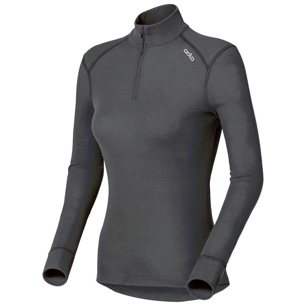 Odlo(オドロ Women Bl Top Turtle Neck L/S Half Zip Active Warm Top - Black, Large