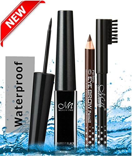 Waterproof Black Eyeliner + 2 eyebrow pencils by MeNow