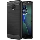 Motorola Moto G5S Plus Case, MoKo Flexible TPU Bumper Slim Fit Case Carbon Fiber Design Lightweight Shockproof Back Cover for Moto G5S+ 5.5inch (2017), BLACK