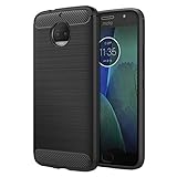 Motorola Moto G5S Plus Case, MoKo Flexible TPU Bumper Slim Fit Case Carbon Fiber Design Lightweight Shockproof Back Cover for Moto G5S+ 5.5inch (2017), BLACK