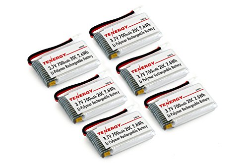 Tenergy 5 pcs of 3.7V 700mAh LiPO Battery (Compatible with Syma X5, X5C, X5SC, X5SW and Cheerson CX-30W)