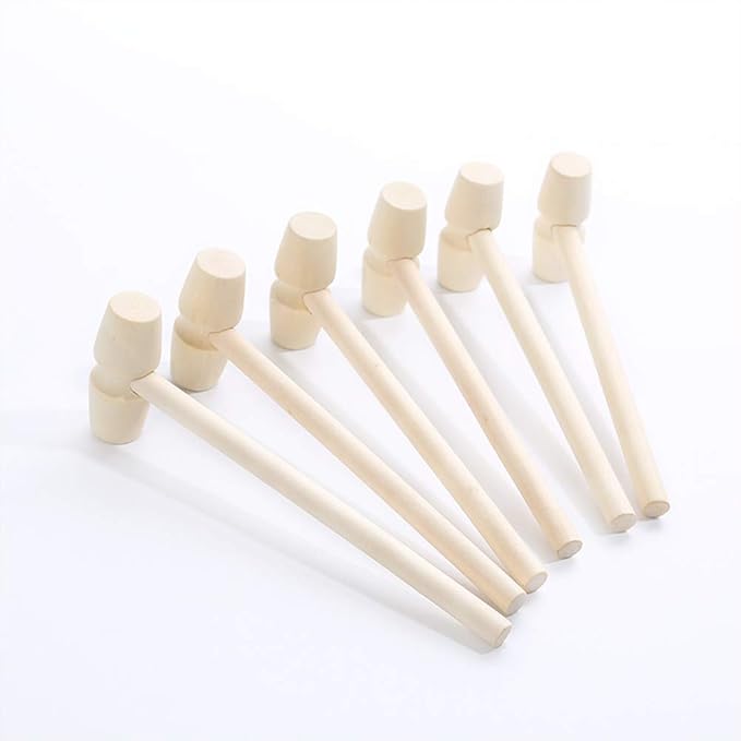 Muzi Set of 6 Mini Wooden Hammer Mallet Pounding Toy Beating Gavel Toys