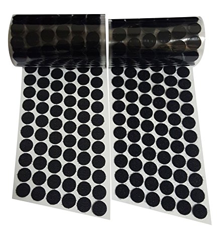 UPC 611550329260, 5/8&quot; Diameter 700 Pcs(350 Pairs) Black Round Dot Coin Straps Self Adhestive Hook And Loop Strips With Waterproof Sticky Glue Fastener