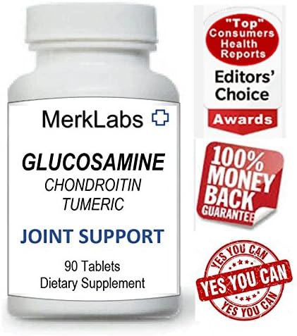 Total Joint Support Glucosamine Chondroitin Turmeric MSM Boswellia Xlarge Dose Joints Pain Anti-Inflammatory Supplements Pills Knee Back Hip Elbow Ankle Hands Arthritis 90ct MerkLabs Merk Labs