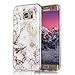 COSANO Galaxy S7 Edge Case, Marble Pattern Design Slim Flexible Clear [Hard Back +Soft Bumper TPU] 3D Shiny Glitter Mirror Effect Ultra Thin Skin Cover (White Marble S7edge)