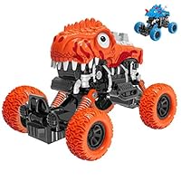 PBOX Dinosaur Monster Truck Toys,DIY Friction Powered Cars with 2 Dinosaur Case and 1 Carbody,Pull Back Vehicles Car Toys for Aged 3-12 Boys & Girls Kids Gift