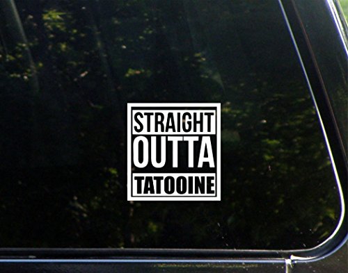 Straight Outta Tatooine - 4"x 4" - Vinyl Die Cut Decal / Bumper Sticker For Windows, Trucks, Cars, Laptops, Macbooks, Etc.