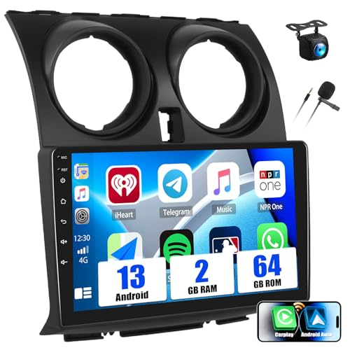 SIXWIN 2GB+64GB Android 13 Car Radio for Nissan Qashqai J10 2006-2016 with CarPlay/Android Car, HD 9 Inch Touchscreen Screen Navigator with WiFi RDS FM USB Bluetooth Mirror Link Steering Wheel Controls