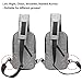 Sling Bag with USB Charging Port & Headphone Hole, Smart Crossbody Bag College School Chest Casual Daypack Travel Shoulder Backpack for Women Men Outdoor Sport Gym Hiking Cycling Day Trip - Gray