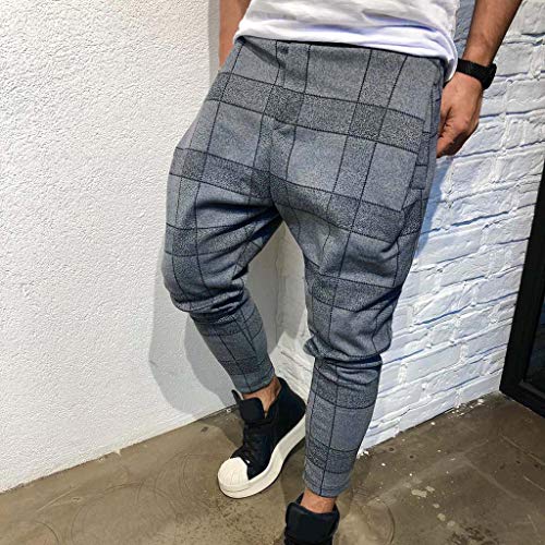 Allywit Men's Slim Gym Bodybuilding Pants Fashion Spliced Workout Running Jogger Sweatpants Gray - Thumbnail 2