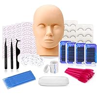 False Eyelashes Extension Practice Exercise Set, mcwdoit Flat Mannequin Head Kit for Eyelash Graft Training Tool Kit for Makeup Practice Eye Lashes Graft