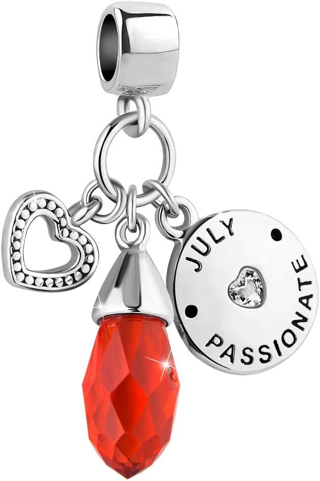 Heart Love Jan-Dec Simulated Birthstone Charm 12 Colors Teardrop Crystal Beads for Bracelets