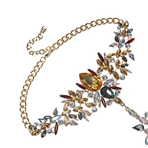 Statement Necklace Gold Chain Colorful Crystal Choker Women Jewelry with Holylove Gift Box-HLN00012 Colorful