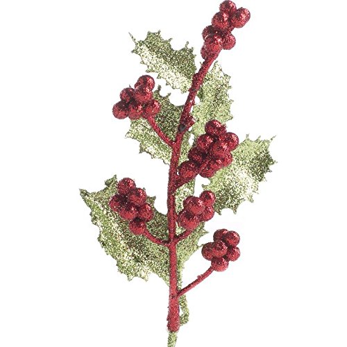 Factory Direct Craft Group of 12 Preciously Petite Sparkling Holly Pieces for Holiday and Home Decor