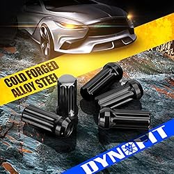 DYNOFIT 14mmx1.5 Wheel Lug Nuts, 32x Black M14x1.5
