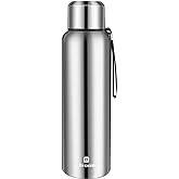 Insulated vacuum Thermo Bottle 1500ml/50.7oz with cup Stainless steel coffee bottles for hot and cold drink water flask.(Silver,1500ml)