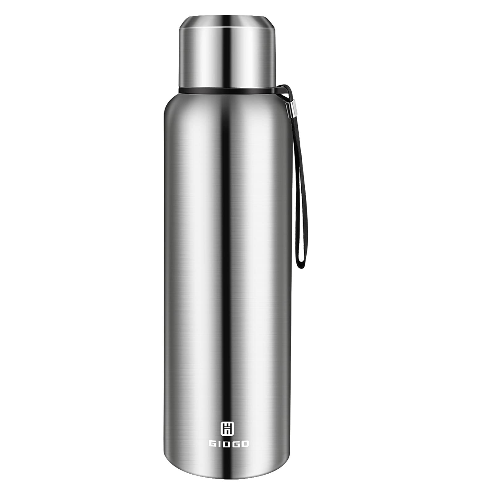 Vacuum Insulated Flask 1500ml/50oz with Cup lid Stainless Steel Thermo Water Flasks Leakproof Keep Coffee hot&Cold Drink Bottle.(Silver,1500ml)