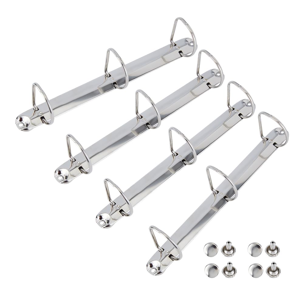 SUPERFINDINGS 4PCS 3-Ring Binder Mechanism A4 Notebook Mechanism Replacement Kit Metal Clip Ring Binder with Screws Nuts D Rings Binding Spines Combs, Inner Diameter: 4cm