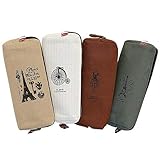 Akstore Set of 4,Fashion Cute Retro Vintage Canvas Student Pen Pencil Case Coin Purse Key Pouch Cosmetic Makeup Bag Travel Multifunction Storage Organizer