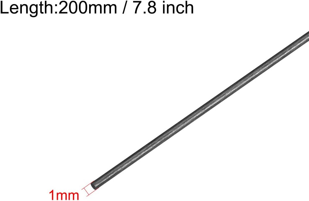 sourcing map 1mm Carbon Fiber Rod for RC Airplane Matte Pole US 200mm 7.8 Inch, 10pcs - Image 3