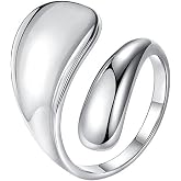 WPPHXY 925 Sterling Silver Rings Handmade Rings Adjustable Open Teardrop Rings Waterdrop Ring for Women
