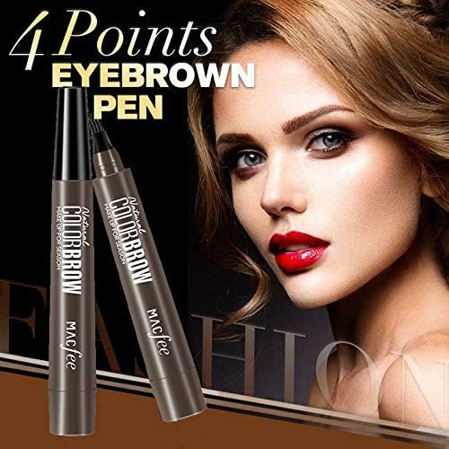 1/2Pcs 4 Points Eyebrow Pen,Makeup Microblading Four Fork Tip Eyebrow Pencil Waterproof Fine Sketch Eye Brow Enhancer Makeup Tattoo Pen (1PC, 01# gray brown)