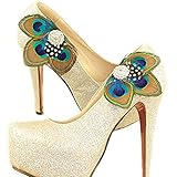 1 Pair Peacock Shoe Clips, Shoe Decoration Clip, Wedding & Holiday Accessories