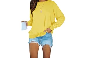 PRETTODAY Women's Casual Crew Neck Sweatshirts Raglan Long Sleeve Solid Tunic Tops Loose Pullovers