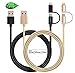 Foxsun 2 in 1 Lightning and Micro USB Cable [2 Pack 3.3Ft] Nylon Braided 2 in 1 Charging Cable [Apple MFi Certified] for iPhone 7/7Plus/6s plus/6s/6 plus/6/5s, iPad/iPod, Samsung and More (Black+Gold) primary