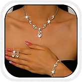 Unicra Pearl Jewelry Set Gold Prom Formal Necklace Earrings Bracelet Sets Rhinestone Bridal Wedding Jewelry Sets for Women and Brides