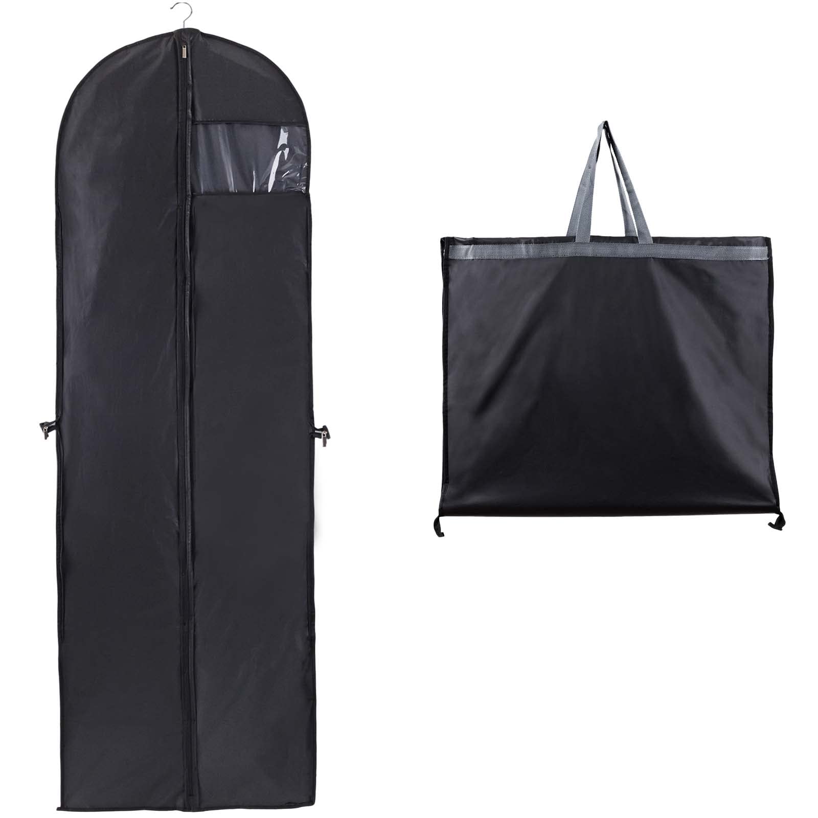 Niviy Dress Bag Covers Long 60 x 180cm, Dust-proof Dress Bag Moth Proof Garment Bag Anti-Moth Protector Folding Long Coat Covers with Pocket and Handle,Pack of 1 (Black)