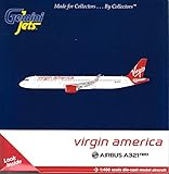 GeminiJets Virgin America A321neo N921VA 1:400 Scale Diecast Model Airplane