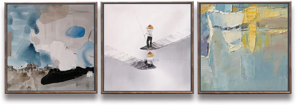 Sumeru Oil Paintings Wall Art Pictures Abstract People Artworks for Home Living Bedroom Office Decoration,3 Piece, 12x12 inch, Stretched and Framed