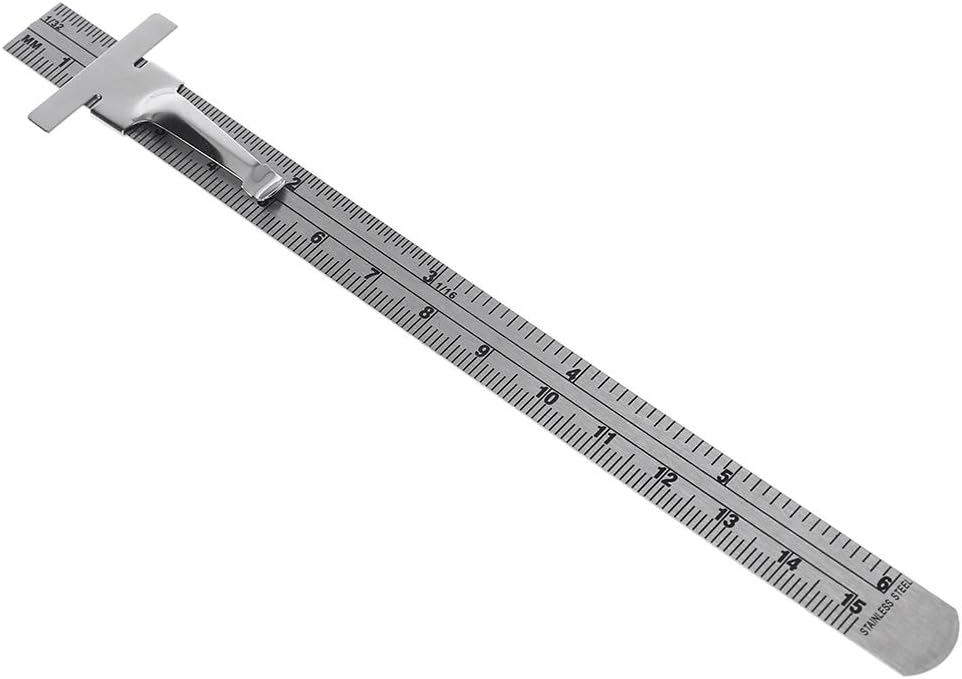 Hacloser 6" Stainless Steel Pocket Rule Handy Ruler with inch 1/32” mm/Metric Graduations