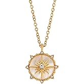 ORIGENCE Gold Compass Necklace for Women Eight-Pointed Star Necklaces Celestial Jewelry with Lucky Wheel Charm 18K Gold Plated Stainless Steel North Star Pendant Fashion Jewelry for Women