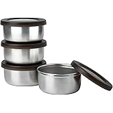 Iyulania Small Stainless Steel Lidded Bowls, 8.5 oz Unbreakable Small bowls with BPA-free Plastic Lids for Meal Prep, Cooking, Snacks, Leftovers, 4 Pack