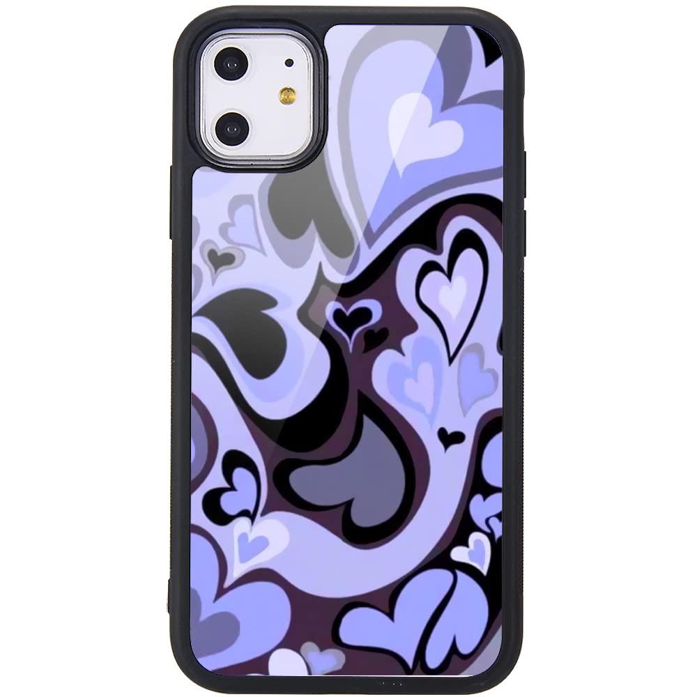 MAYCARI Aesthetic Cute Purple Heart Printed Cases for iPhone 11，Cute Slim Soft TPU Hard Back Shatter-Resistant Shockproof Anti-Fall Protective Girly Painting Art Cover Case for Girls Women Children — image 1