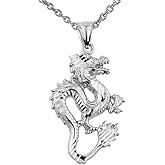 Chinese Dragon Sterling Silver Charm Pendant Necklace