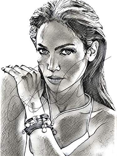 Amazon.com: Jennifer Lopez Sketch Drawing Print Poster Hand Drawn