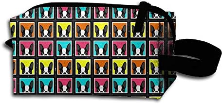 Colorful French Bulldog Boston Terrier Travel Cosmetic Bag Portable Organizer Multifuncition Handbag