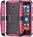 Fosmon [RUGGED] Nokia Lumia 630, Nokia Lumia 635 Case - HYBO-RAGGED Heavy Duty Hybrid Protective Cover with Kickstand - Retail Packaging (Hot Pink)