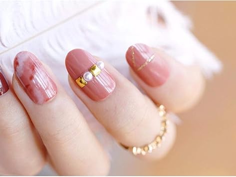 Amazon Xutxzka 24個の偽の釘カーキピンク大理石スクエア人工ネイルのヒントステッカーオフィスホーム Xutxzka アクリル ネイル用ツール 通販