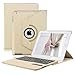 iPad Keyboard Case for iPad 2/3/ 4, KVAGO 360 Degree Rotating Case with Detachable Wireless Bluetooth Keyboard for iPad A1395/ A1396/ A1397/ A1416/ A1430/ A1403/ A1458/ A1459/ A1460 -Gold