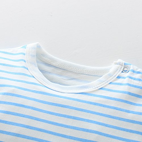 Infant Baby Boys Girls Summer Cute Short Sleeve Stripe Romper Bodysuit Shortall - Image 4